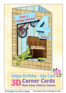 3D Corner Card Kit - Hoppy Birthday Boys Age Card