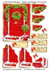 A Christmas Welcome - Card Front with Wiggly Trio Corners
