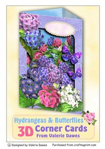 3D Corner Card Kit - Hydrangeas & Butterflies