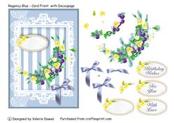 Regency Blue - Card Front with Decoupage
