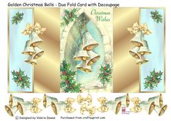 Golden Christmas Bells - Duo Fold Card with Decoupage