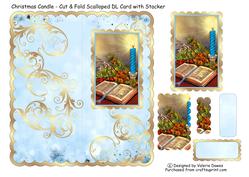 Christmas Candle - Scalloped Cut & Fold Dl Card with Stacker