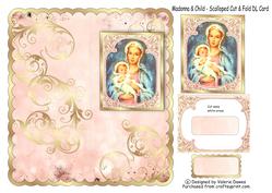Madonna & Child - Scalloped Cut & Fold Dl Card with 3D Frame