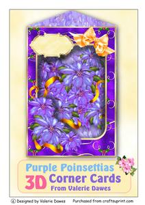 3D Corner Card Kit - Purple Poisettias