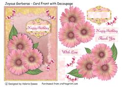 Joyous Gerberas - Card Front with Decoupage