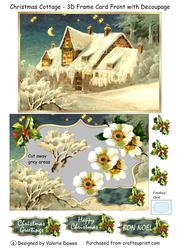 Christmas Cottage - 3D Frame Card Front with Decoupage