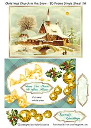 Christmas Church in the Snow - 3D Frame Single Sheet Kit