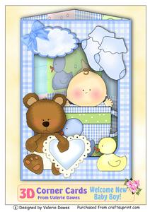3D Corner Card Kit - Welcome New Baby Boy