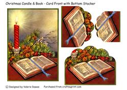 Christmas Candle & Book - Card Front with Bottom Stacker
