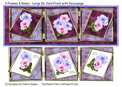 3 Frames & Roses - Large Dl Card Front with Decoupage