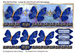 Blue Butterflies - Large Dl Card Front with Decoupage