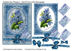Faded Lilac Flowers - Card Front with Decoupage