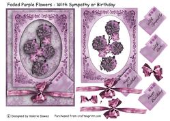 Faded Purple Flowers - with Sympathy or Birthday Card Front