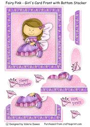 Fairy Pink - Girl's Card Front with Bottom Stacker