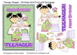 Teenage Shopper - Birthday Card Front with Decoupage