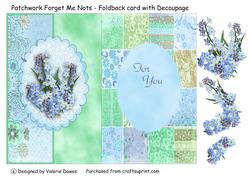 Patchwork Forget Me Nots - Foldback Card with Decoupage