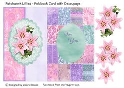 Patchwork Lilies- Foldback Card with Decoupage