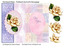 Patchwork Rose - Foldback Card with Decoupage