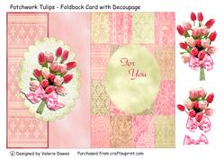 Patchwork Tulips - Foldback Card with Decoupage