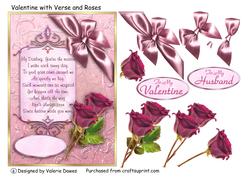 Valentine with Verse and Roses - Card Front with Decoupage