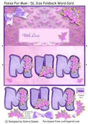 Posies for Mum - Dl Size Foldback Word Card.