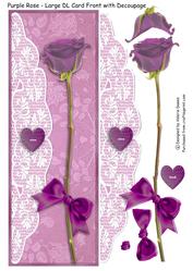 Purple Rose - Large Dl Card Front with Decoupage