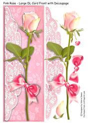 Pink Rose - Large Dl Card Front with Decoupage