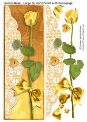 Golden Rose - Large Dl Card Front with Decoupage