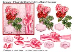 Geraniums - 5" Square with Optional Eazicut Decoupage