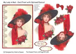 My Lady in Red - Card Front with Optional Eazicut