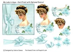 My Lady in Aqua - Card Front with Optional Eazicut