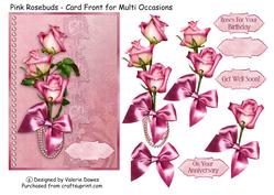 Pink Rosebuds - Card Front for Multi Occasions