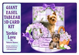 Giant Easel Tableau 3D Card Kit - Yorkie Love