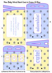 New Baby Word-stack Card in Cream and Blue