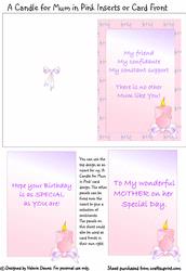 A Candle for Mum in Pink Inserts and Card Front