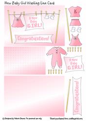 New Baby Girl Washing Line Card