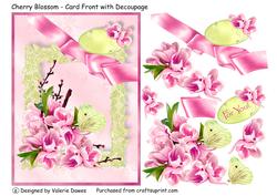 Cherry Blossom Card Front with Decoupage