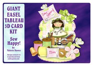 Giant Easel Tableau 3D Card Kit - Sew Happy