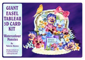 Giant Easel Tableau 3D Card Kit - Watercolour Pansies