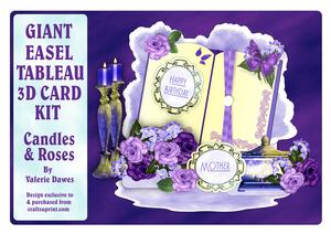 Giant Easel Tableau 3D Card Kit - Candles & Roses