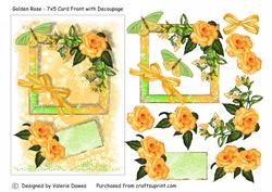 Golden Roses - 5x7 Card Front with Decoupage