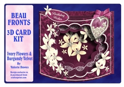 Beau Fronts 3D Card Kit - Ivory Flowers & Burgundy Velvet