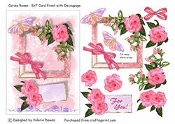 Cerise Roses - 5x7 Card Front with Decoupage