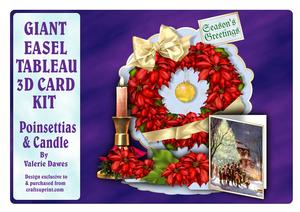 Giant Easel Tableau 3D Card Kit - Poinsettias & Candle