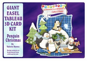 Giant Easel Tableau 3D Card Kit - Penguins Christmas