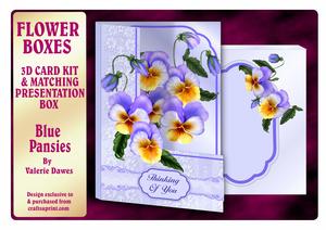 Flower Boxes 3D Card Kit - Blue Pansies