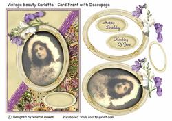 Vintage Beauty No 4 - Carlotta - Card Front with Decoupage