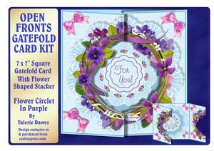 Open Fronts 7x7" Gatefold Card Kit- Flower Circlet in Purple
