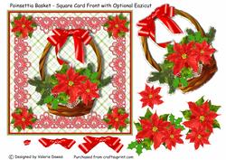 Poinsettia Basket - Square Card Front with Optional Eazicut