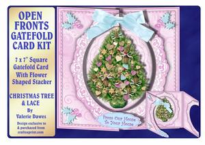 Open Fronts 7x7" Gatefold Card Kit - Christmas Tree & Lace